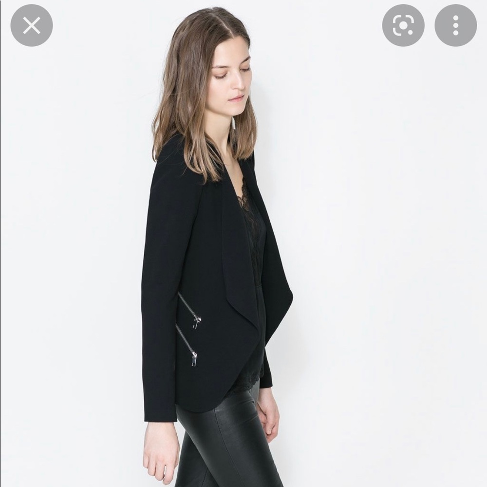ZARA zipper detail knit blazer